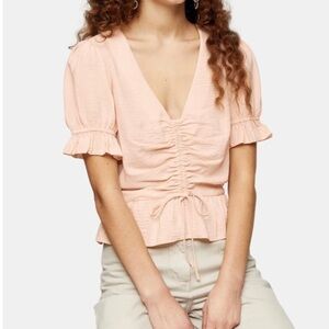 TOPSHOP Blush Margot Ruched Top Size 2 fits Size 0